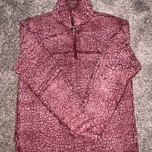 Fuzzy pink quarter zip